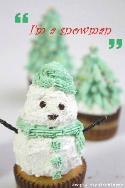 Cách làm cupcake Người tuyết mừng Noel