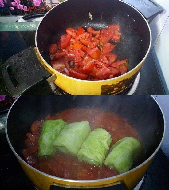Cách làm bắp cải cuộn thịt sốt cà chua ngày cuối tuần